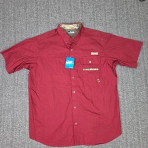 Columbia Pfg Fishing Shirt Men XL Red Sharptail Short Sleeve Vented Gorpcore